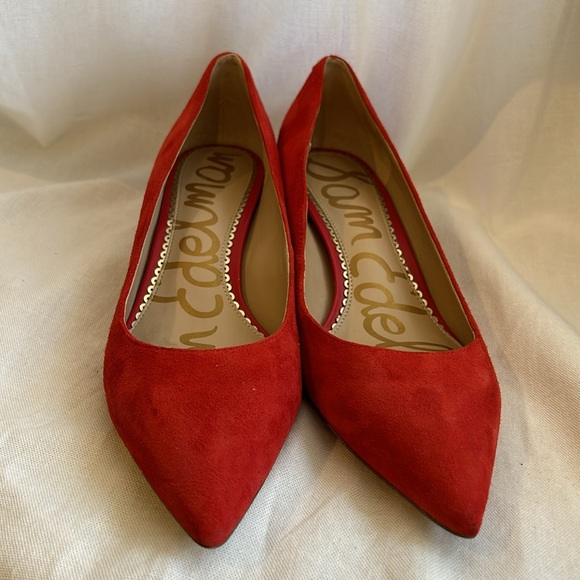 SAM EDELMAN size 8 Red Suede Low Heel. Used - Picture 2 of 6